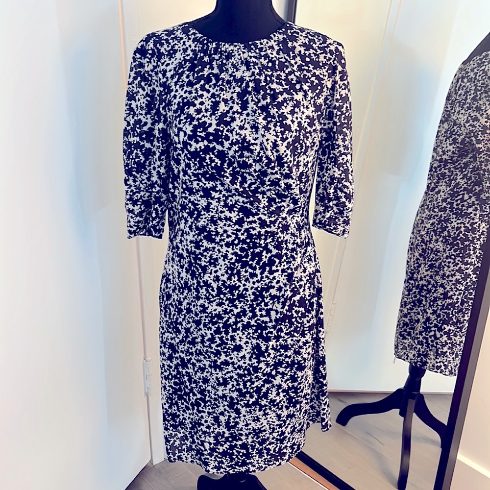 Gorgeous, classic navy blue and white zip up, lined dress by Whistles US 10, $60